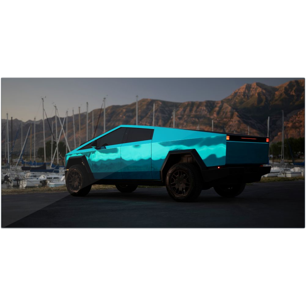 Metallic Teal Tesla Cybertruck - Metal Print