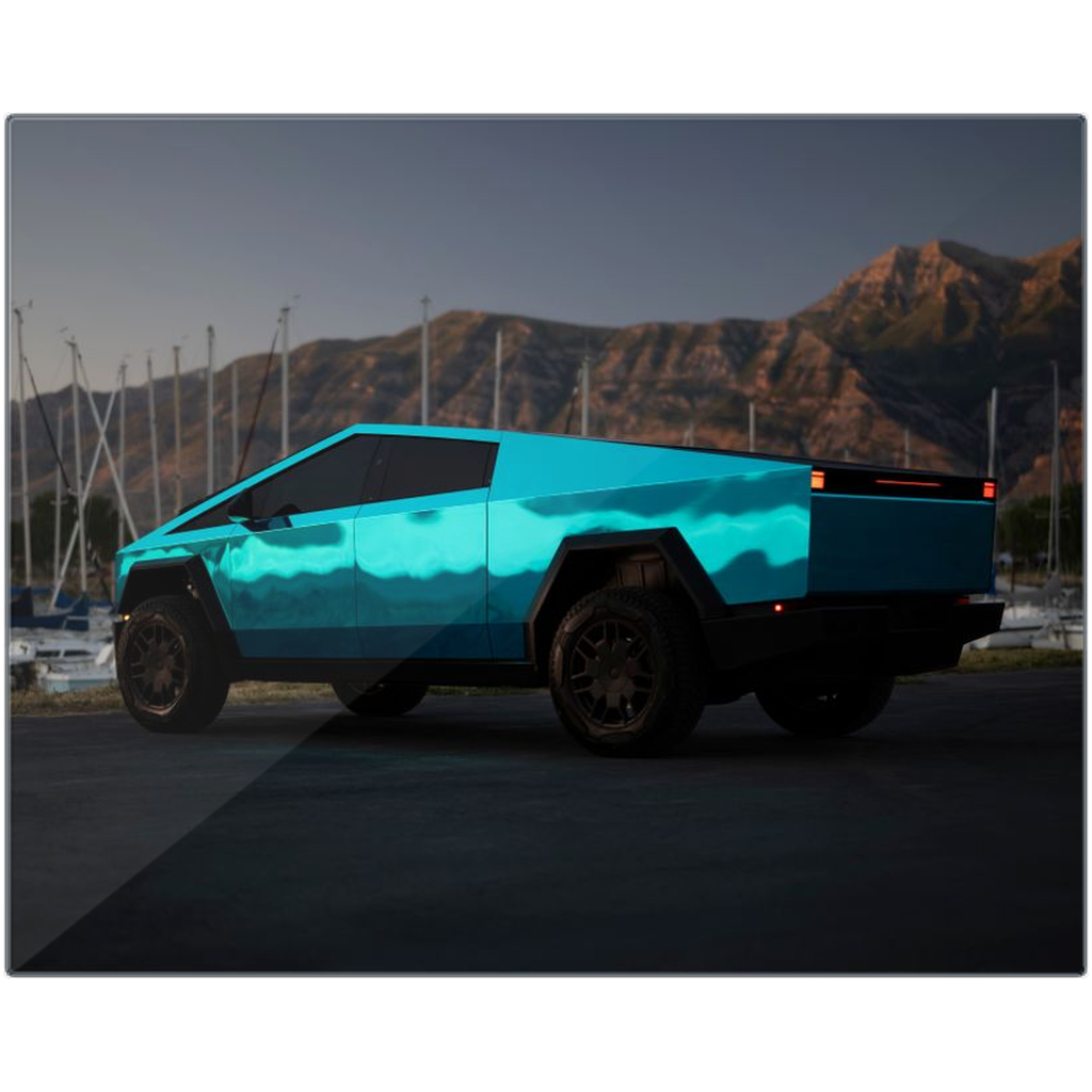 Metallic Teal Tesla Cybertruck - Metal Print