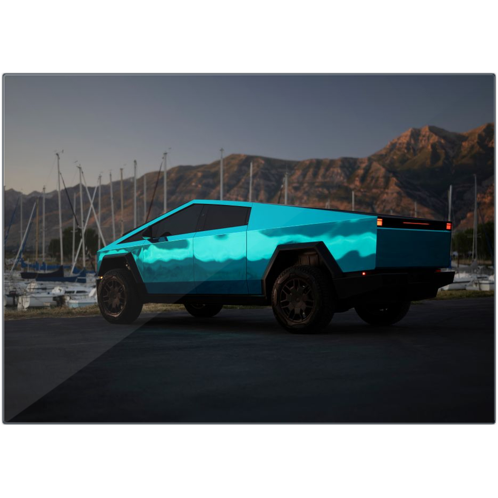 Metallic Teal Tesla Cybertruck - Metal Print
