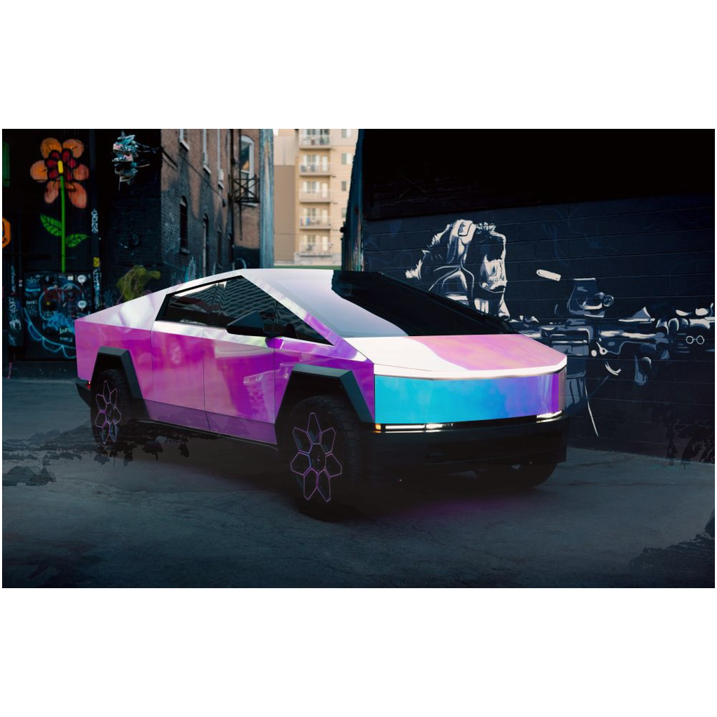 Multicolor Wrapped Tesla Cybertruck - Metal Print