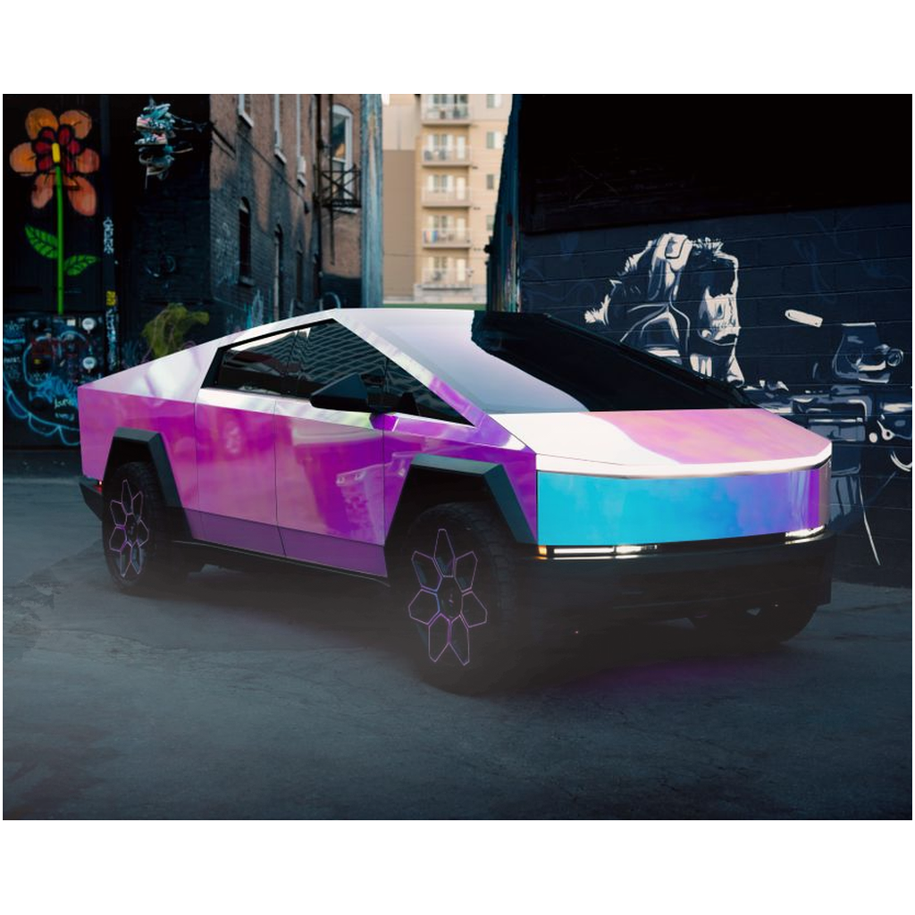 Multicolor Wrapped Tesla Cybertruck - Metal Print