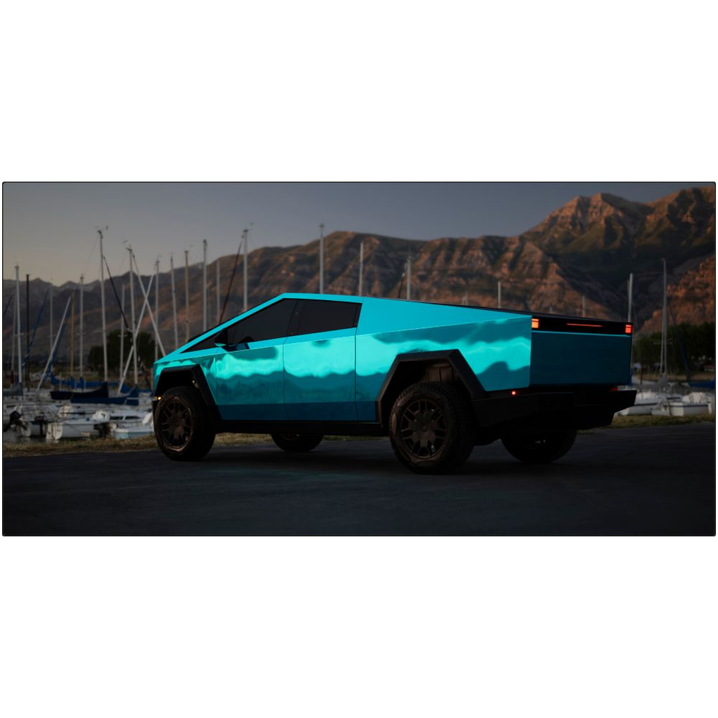 Metallic Teal Tesla Cybertruck - Metal Print