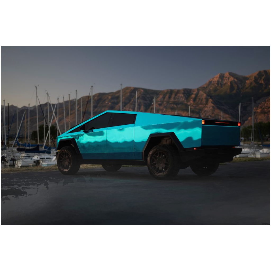 Metallic Teal Tesla Cybertruck - Metal Print