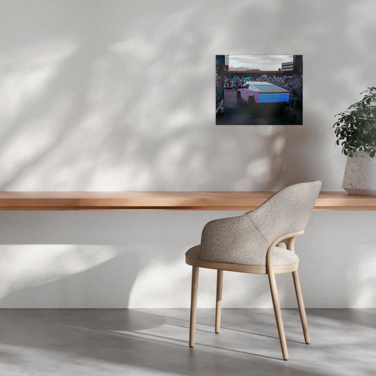 Multicolor Wrapped Tesla Cybertruck Back Alley - Poster