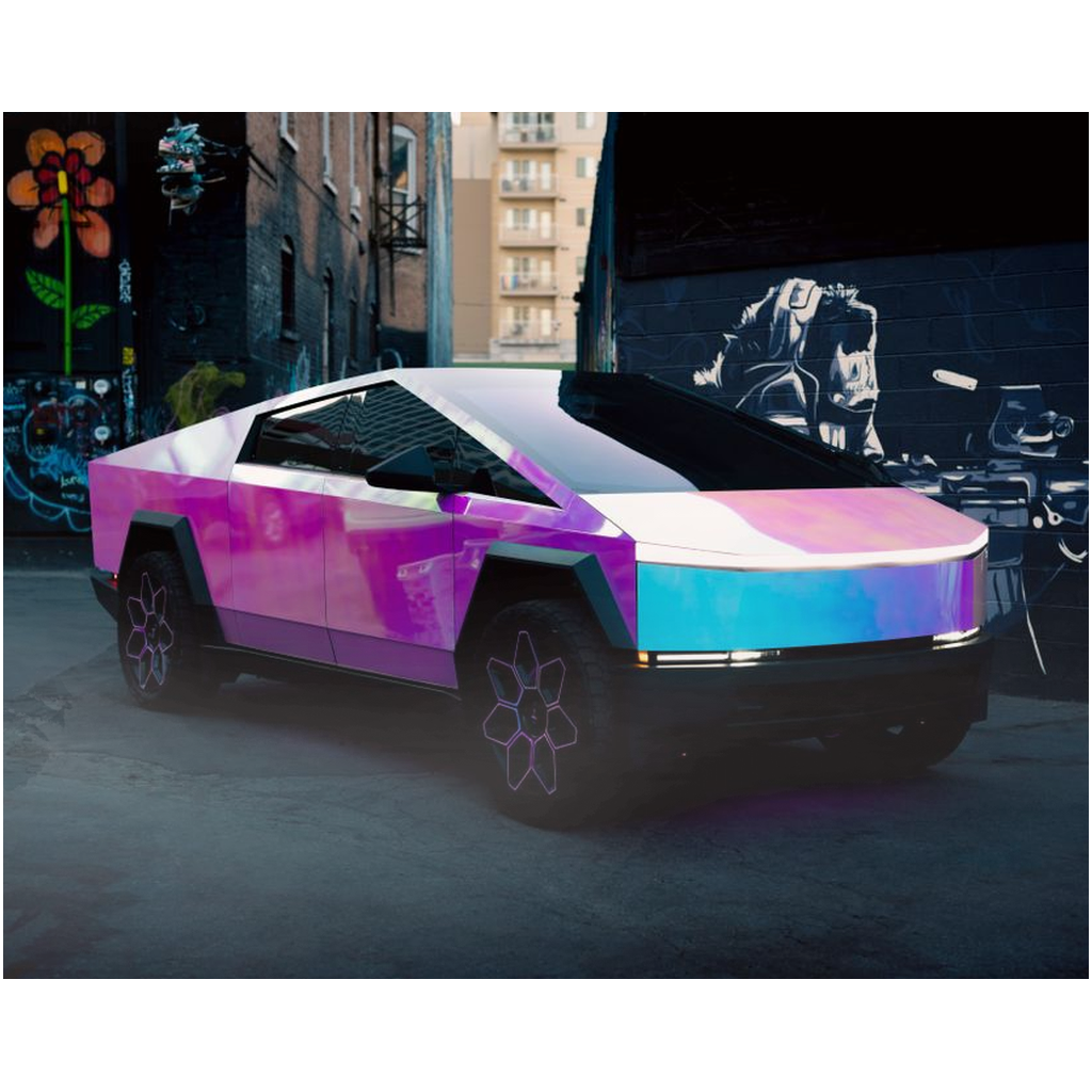 Multicolor Wrapped Tesla Cybertruck - Metal Print