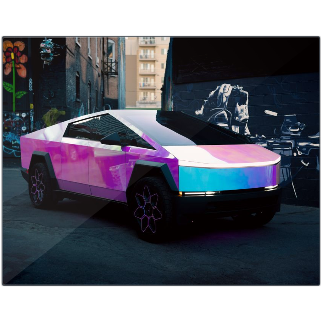 Multicolor Wrapped Tesla Cybertruck - Metal Print