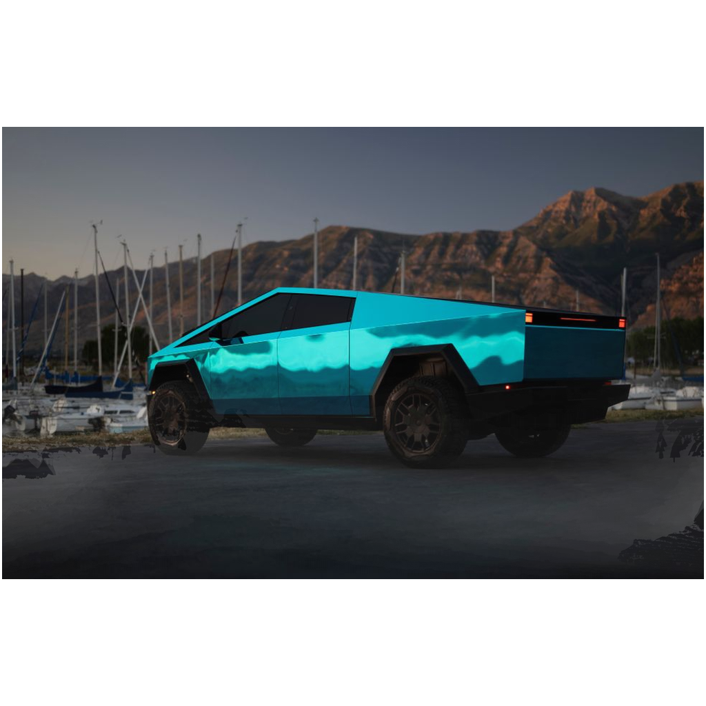 Metallic Teal Tesla Cybertruck - Metal Print