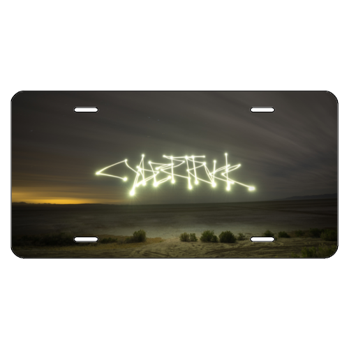 Edge of the High Desert - White Gloss Aluminum License Plate